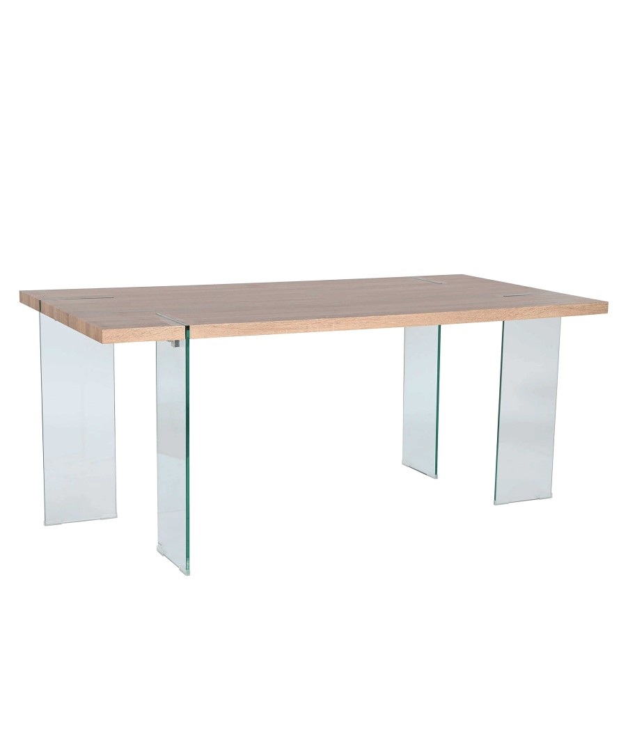 Mesas Northdeco Mesa De Comedor De Cristal Rectangular Beth 180 X 90 X 76 Cm Transparente