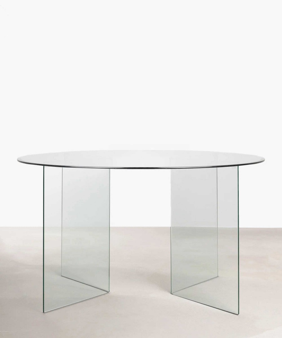 Mesas Northdeco Mesa Redonda De Cristal Templado Ona 137 Cm Transparente