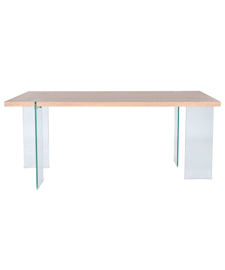 Mesas Northdeco Mesa De Comedor De Cristal Rectangular Beth 180 X 90 X 76 Cm Transparente